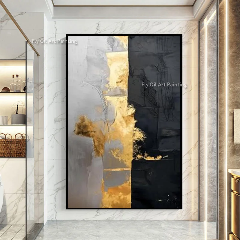 Simplism Design Black Gray Artwork For Home Wall Decor Popular Handpainted Set Of Two Gold Foil Abstract Oil Painting As Gift
Simplism Design Black Gray Artwork For Home Wall Decor Popular Handpainted Set Of Two Gold Foil Abstract Oil Painting As Gift