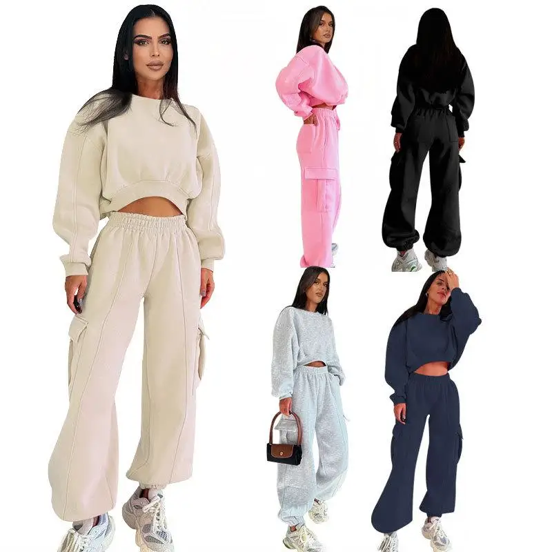 Women's High Waisted Sweatshirt Pocket Sweatpants Casual Style Long Sleeve Pure Color Winter Fashion Set Three-Piece Suit
Women's High Waisted Sweatshirt Pocket Sweatpants Casual Style Long Sleeve Pure Color Winter Fashion Set Three-Piece Suit