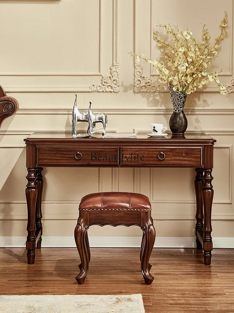 07 All Solid Wood Desk Black Walnut American Style Bedroom Writing Desk Computer Desk
07 All Solid Wood Desk Black Walnut American Style Bedroom Writing Desk Computer Desk