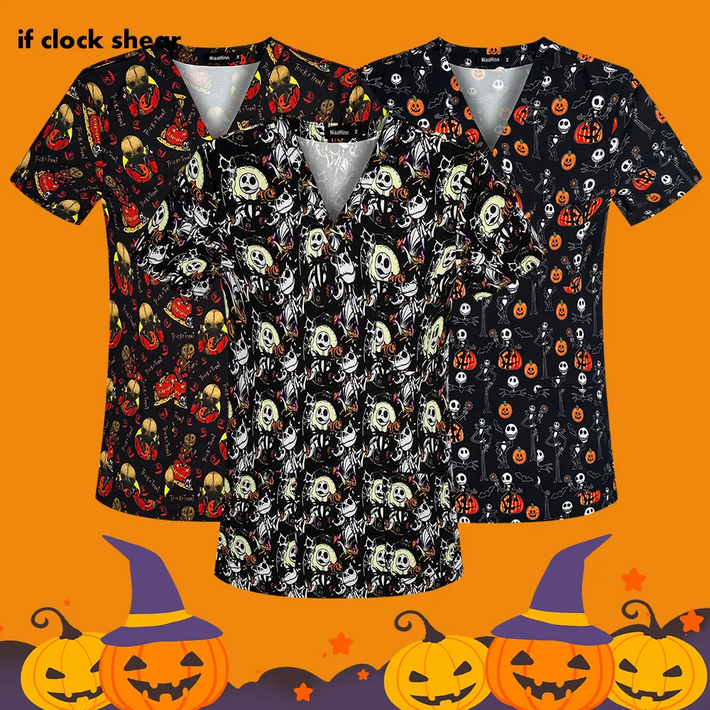 Dentist Scrubs Working Cartoon Tops for Women V-neck Halloween Printed Short Sleeved Fun Medical T-shirts Workwear with Pockets
Dentist Scrubs Working Cartoon Tops for Women V-neck Halloween Printed Short Sleeved Fun Medical T-shirts Workwear with Pockets