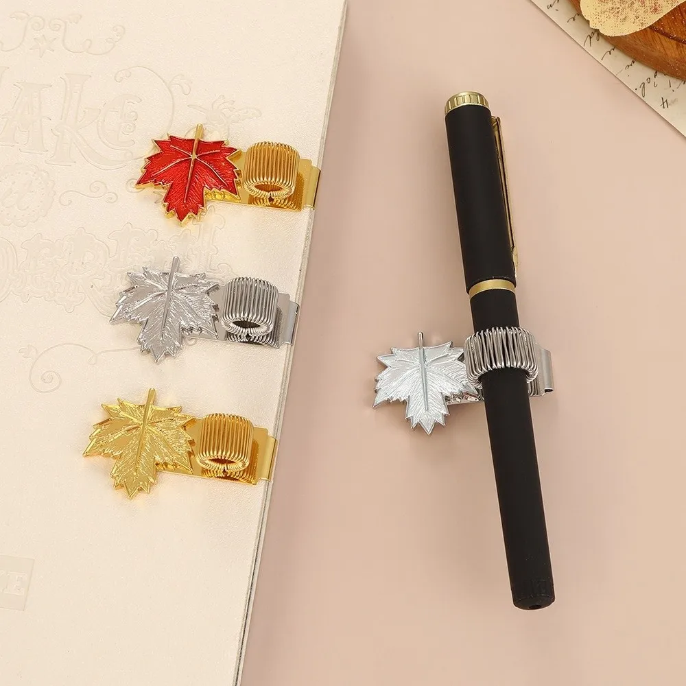 Cute Metal Maple Leaf Pen Holder Bookmark Anti-lost Pen Loop Holder Secure Grip Useful Spring Pen Clips for Notebook Journal
Cute Metal Maple Leaf Pen Holder Bookmark Anti-lost Pen Loop Holder Secure Grip Useful Spring Pen Clips for Notebook Journal