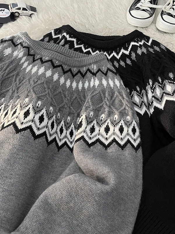 Retro Heavyweight Fair Isle Knit Sweater Men's Winter Casual Loose Comfortable Breathable Knitted Base irt Men
Retro Heavyweight Fair Isle Knit Sweater Men's Winter Casual Loose Comfortable Breathable Knitted Base irt Men