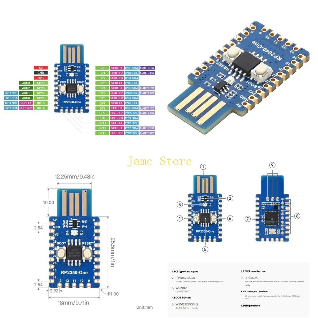 LX0B RP2350 Industrial Programmable Module USB Host Device Support Direct Solder Integration Ready
LX0B RP2350 Industrial Programmable Module USB Host Device Support Direct Solder Integration Ready