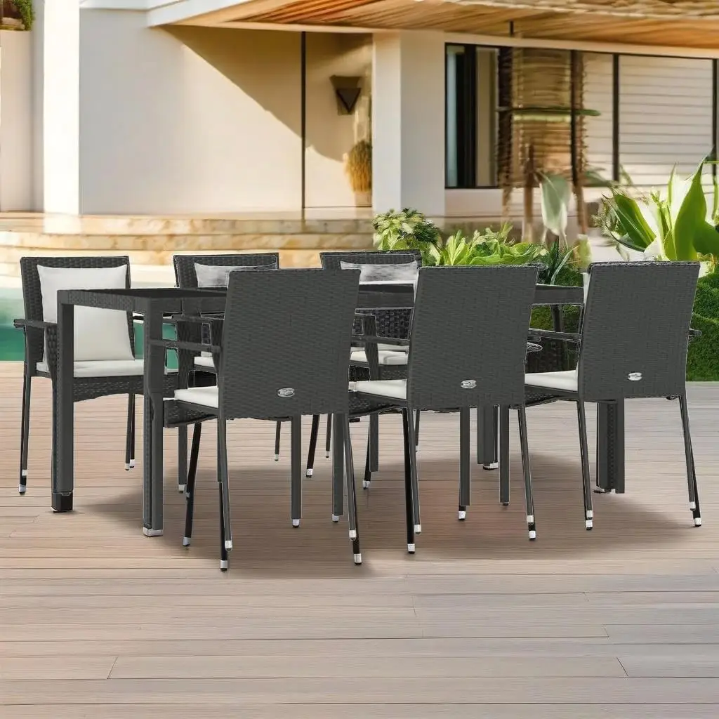 7-Piece Black Poly Rattan Patio Dining Set with Cushions - Outdoor Furniture for Garden & Balcony
7-Piece Black Poly Rattan Patio Dining Set with Cushions - Outdoor Furniture for Garden & Balcony