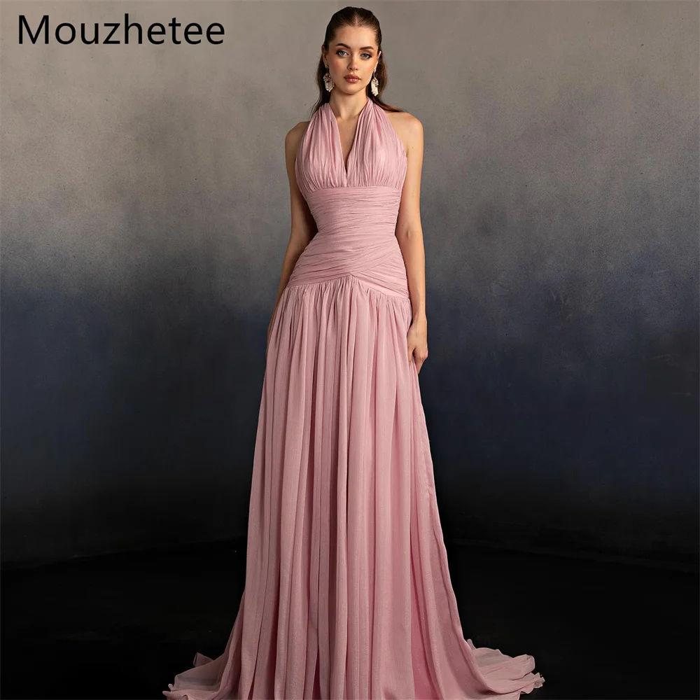 Mouzhetee A-Line V-Neck Pleat Flowers Elegant Evening Dresses Formal Dresses for Women Simple Sleeveless Prom Gowns Custom Made
Mouzhetee A-Line V-Neck Pleat Flowers Elegant Evening Dresses Formal Dresses for Women Simple Sleeveless Prom Gowns Custom Made