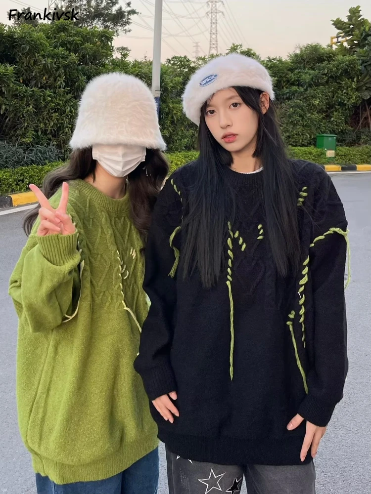 Autumn Sweaters for Women Lace-up Sweet Girlish Temperament Korean Style Fashion Cozy Soft Daily Blocking Pullovers Aesthetic
Autumn Sweaters for Women Lace-up Sweet Girlish Temperament Korean Style Fashion Cozy Soft Daily Blocking Pullovers Aesthetic