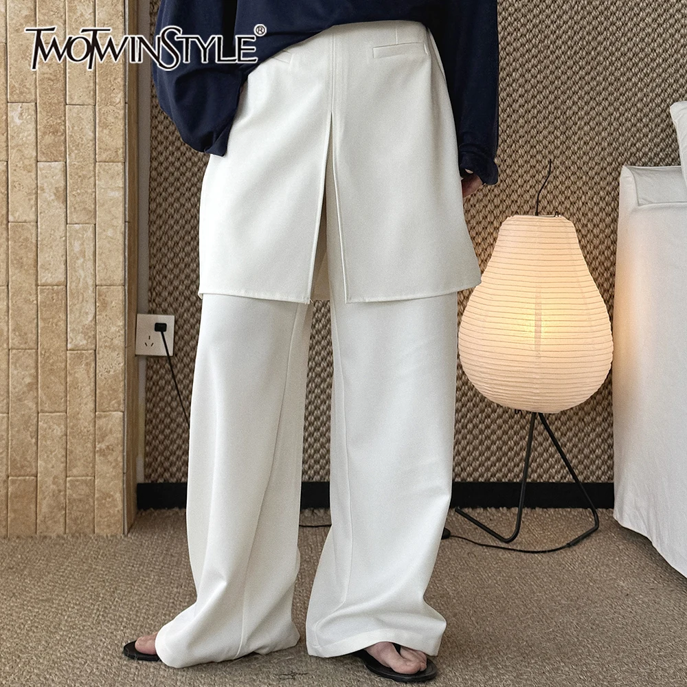 TWOTWINSTYLE Design Sense Spliced Butt Curtain Fashion Loose Pants for Women High Waist Minimalist Wide Leg Pant Female Clothing
TWOTWINSTYLE Design Sense Spliced Butt Curtain Fashion Loose Pants for Women High Waist Minimalist Wide Leg Pant Female Clothing