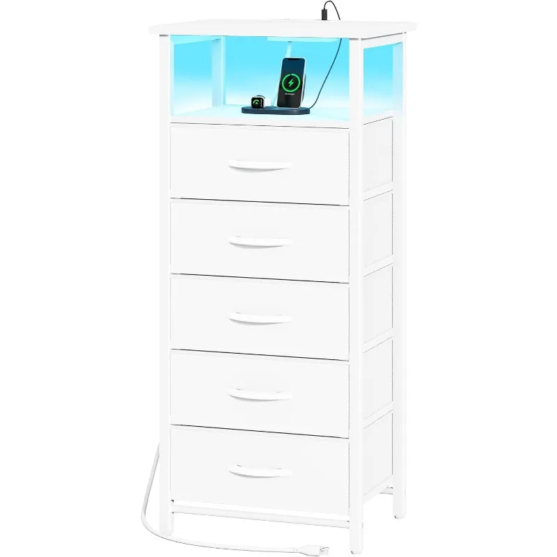 5 Drawers Dresser for Bedroom, Tall Nightstand with Charging Station, Fabric Dresser for Closet with Storage Shelf
5 Drawers Dresser for Bedroom, Tall Nightstand with Charging Station, Fabric Dresser for Closet with Storage Shelf