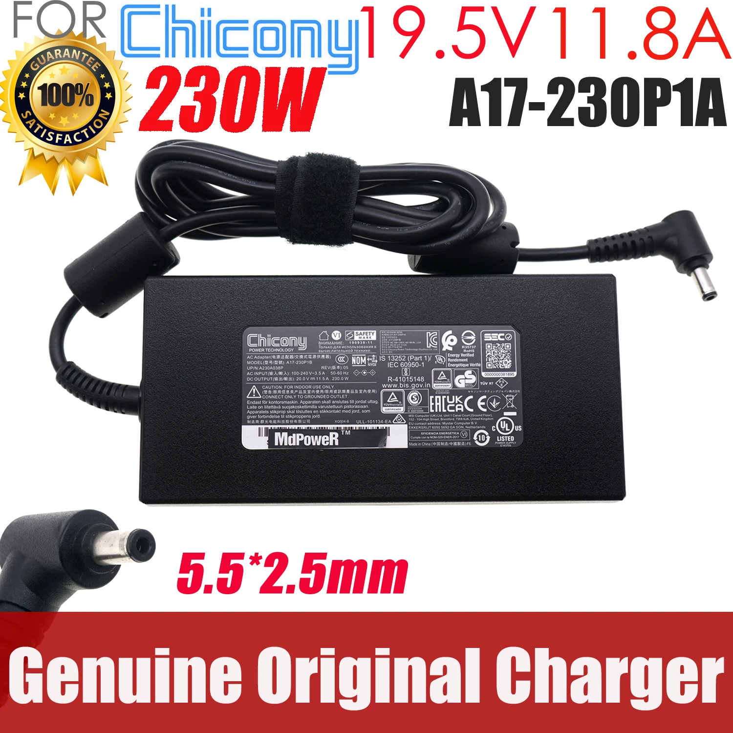 Original Chicony 19.5V 11.8A 230W A17-230P1A A230A022P AC Adapter Charger For MSI GIGABYTE AERO 17 15 15S Aorus 15p Power Supply
Original Chicony 19.5V 11.8A 230W A17-230P1A A230A022P AC Adapter Charger For MSI GIGABYTE AERO 17 15 15S Aorus 15p Power Supply