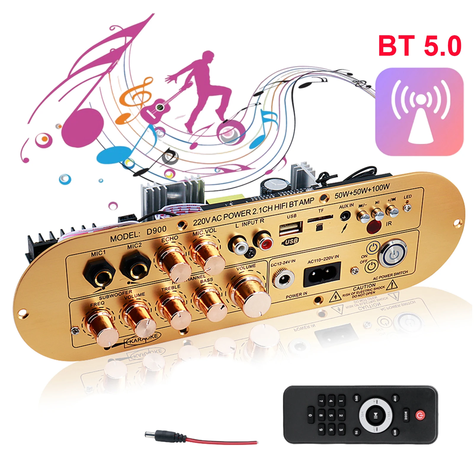 Audio Amplifier Board Support AUX/USB/FM/TF Card/MIC BT 5.0 Digital Amplifier Board Subwoofer Amplifier for Home Karaoke
Audio Amplifier Board Support AUX/USB/FM/TF Card/MIC BT 5.0 Digital Amplifier Board Subwoofer Amplifier for Home Karaoke