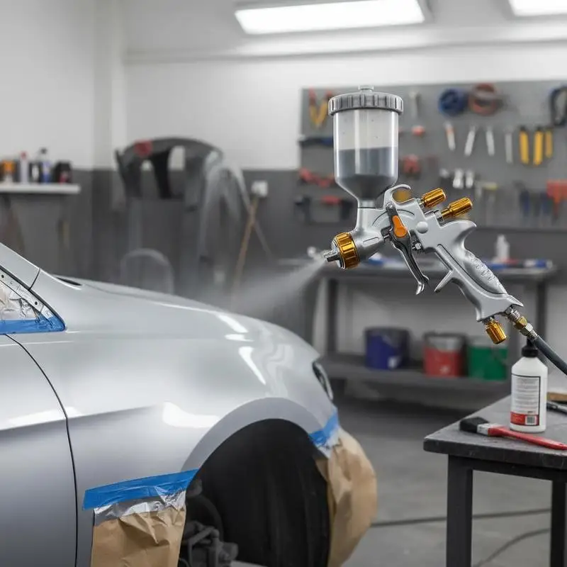 Pneumatic Paint Applicator 600ml For Automotive Primers Clear Coats Topcoats, 1.3mm 1.4mm 1.7mm Multi Nozzle HVLP Gravity Feed Air Regulator Adjustable Flow Control Professional Finish Metal Body Construction
Pneumatic Paint Applicator 600ml For Automotive Primers Clear Coats Topcoats, 1.3mm 1.4mm 1.7mm Multi Nozzle HVLP Gravity Feed Air Regulator Adjustable Flow Control Professional Finish Metal Body Construction