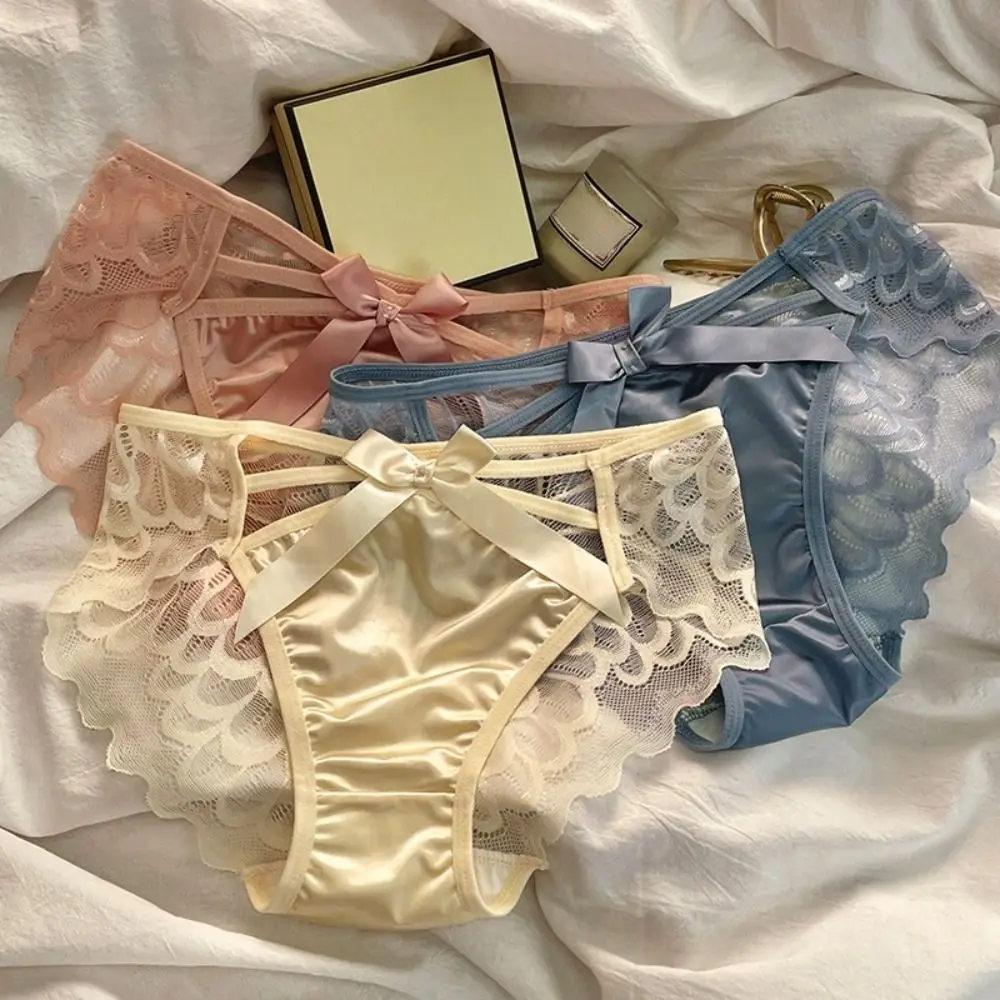 Soft Sweet Satin Panties Bowknot Transparent Lace Mesh Briefs Female Underwear Patchwork Low Waist Underpants Daily
Soft Sweet Satin Panties Bowknot Transparent Lace Mesh Briefs Female Underwear Patchwork Low Waist Underpants Daily
