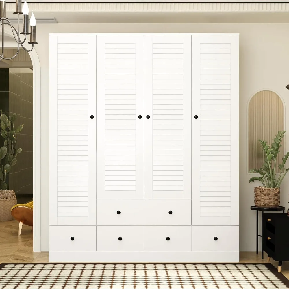 Wardrobe Armoire Louvered Doors, Wardrobe Cabinet for Hanging Clothes with 5 Drawers, Bedroom Armoire Dresser Wardrobe
Wardrobe Armoire Louvered Doors, Wardrobe Cabinet for Hanging Clothes with 5 Drawers, Bedroom Armoire Dresser Wardrobe