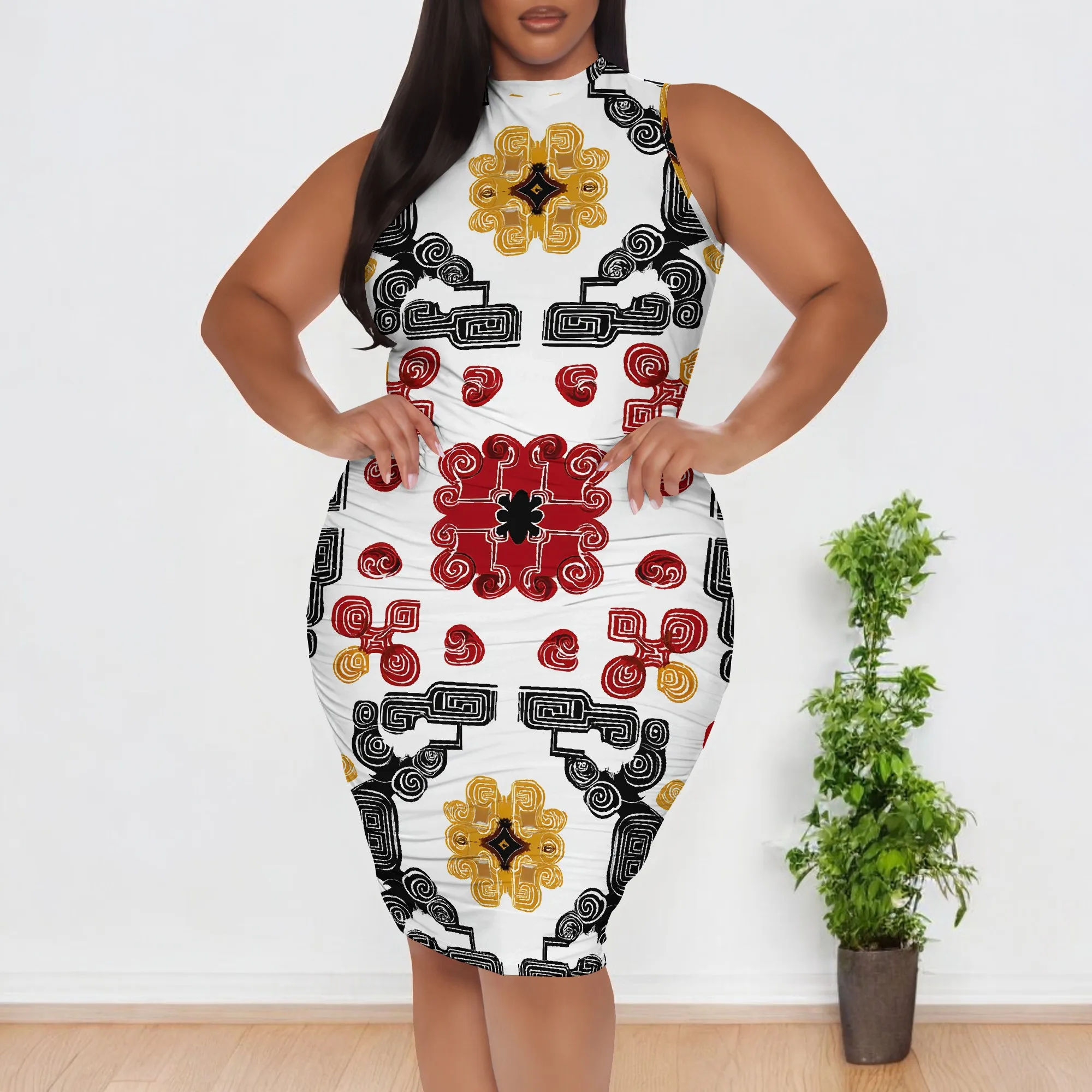 Tribal Symbol Print Bodycon Dress XL-6XL Plus Size Sleeveless Fit for Juneteenth Parade, Heritage Event or Afro Cultural Style
Tribal Symbol Print Bodycon Dress XL-6XL Plus Size Sleeveless Fit for Juneteenth Parade, Heritage Event or Afro Cultural Style