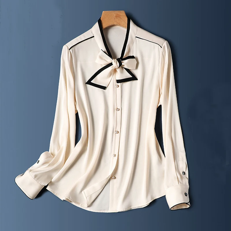 Elegant Fashion Silk Chiffon Shirt Korean Fashion Long Sleeved Office Lady Blouse Bowknot Women Tops
Elegant Fashion Silk Chiffon Shirt Korean Fashion Long Sleeved Office Lady Blouse Bowknot Women Tops