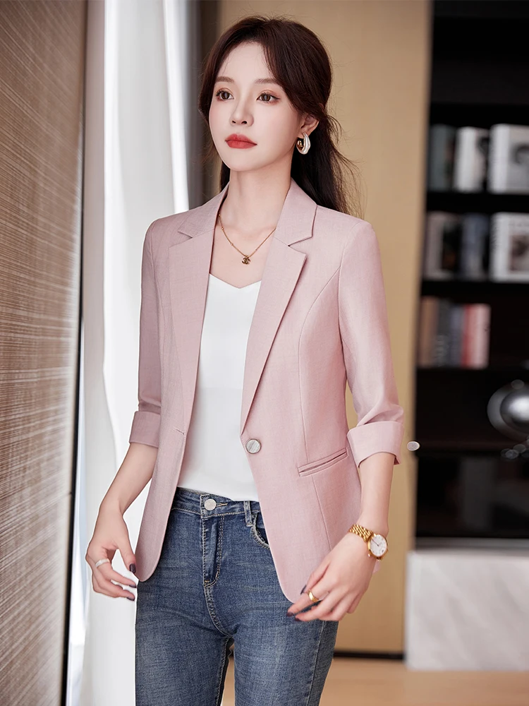 Розовый повседневный тонкий жакет средней длины для женщин, весна-лето, новый модный стиль, однотонный, из полиэстера
Розовый повседневный тонкий жакет средней длины для женщин, весна-лето, новый модный стиль, однотонный, из полиэстера