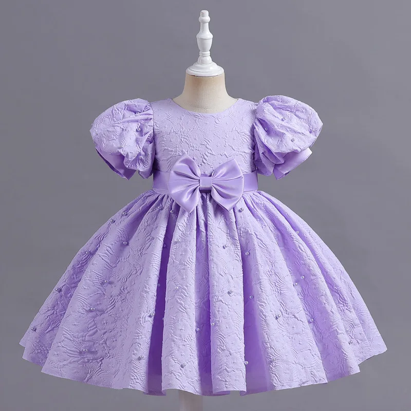 Girl's dress princess dress baby girl flower purple bow little girl dress host piano performance costume
Girl's dress princess dress baby girl flower purple bow little girl dress host piano performance costume