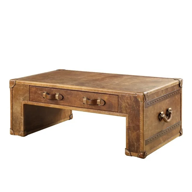 American leather coffee table retro oil wax leather European antique suitcase genuine leather coffee table B & B
American leather coffee table retro oil wax leather European antique suitcase genuine leather coffee table B & B