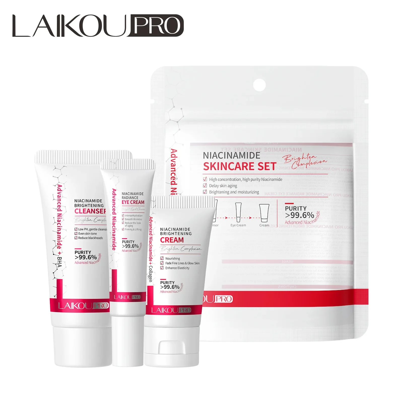 3pcs LAIKOU Niacinamide Skin Care Sets Facial Cleanser Face Cream Serum Facial Eye Essence Moisturizing Hydrating Face Care Kit
3pcs LAIKOU Niacinamide Skin Care Sets Facial Cleanser Face Cream Serum Facial Eye Essence Moisturizing Hydrating Face Care Kit