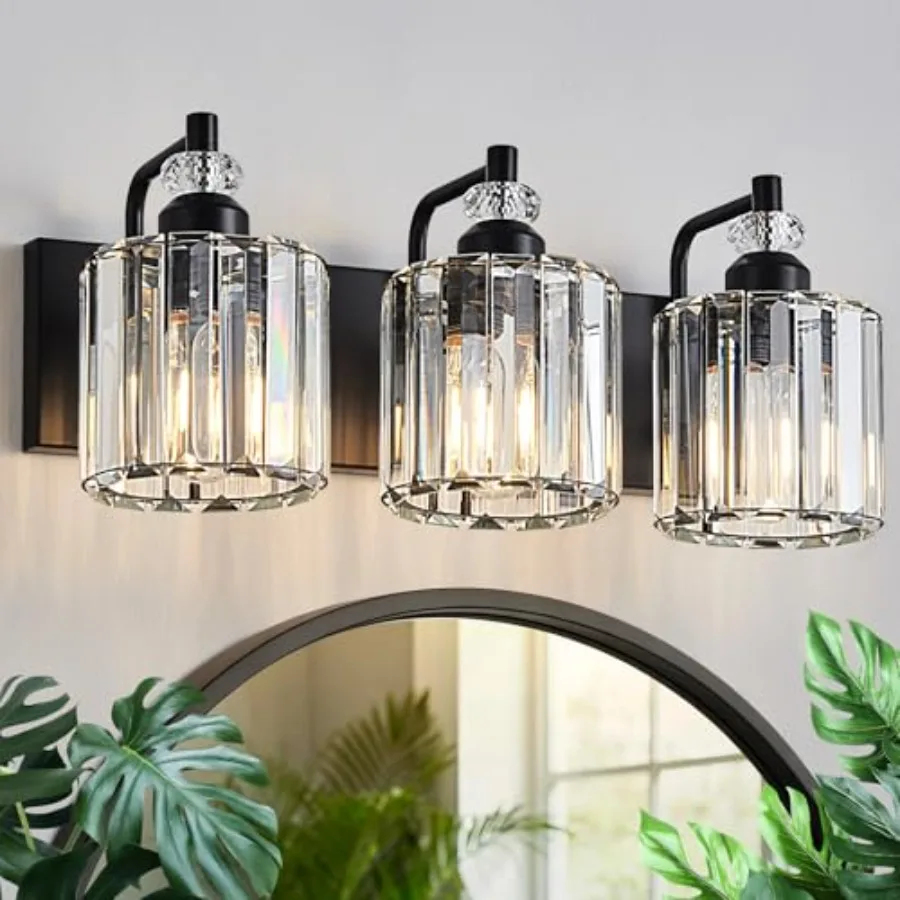 3-Light Bathroom Light Fixtures Over Mirror Modern Vanity Lights Crystal Wall Sconce Vintage Bathroom Lighting with Crystal Sha
3-Light Bathroom Light Fixtures Over Mirror Modern Vanity Lights Crystal Wall Sconce Vintage Bathroom Lighting with Crystal Sha