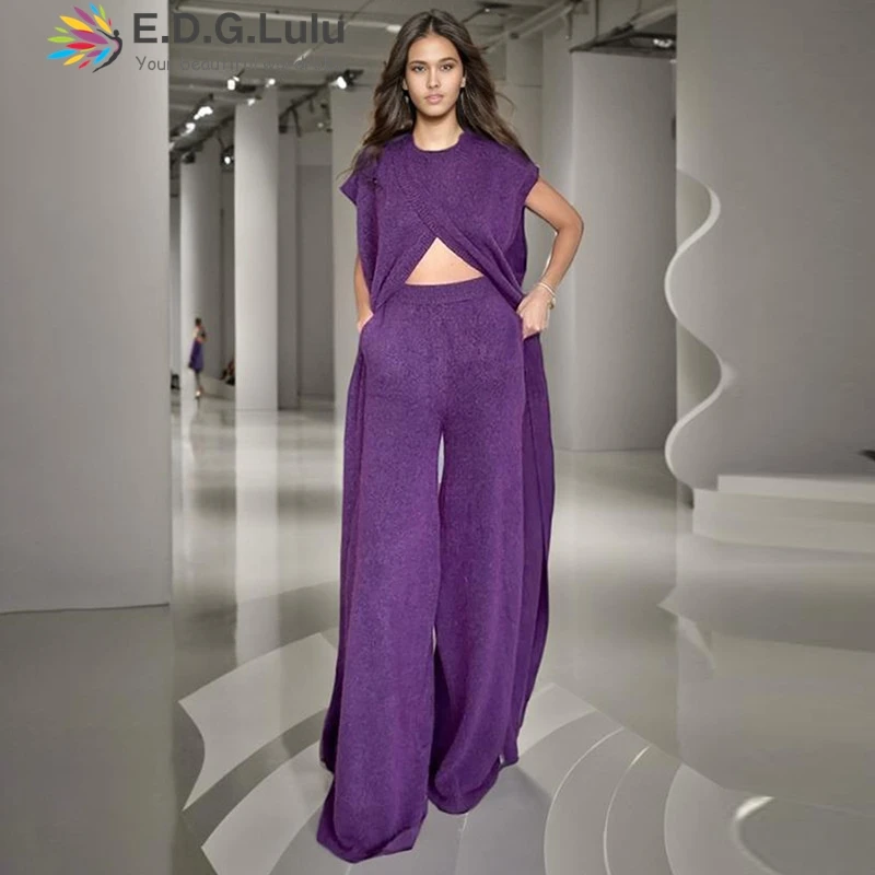 EDGLuLu Two Piece Outfits Women O Neck Short Sleeved Asymmetrical Long Dress+High Waisted Straight Leg Pants Knitted Suit 0722
EDGLuLu Two Piece Outfits Women O Neck Short Sleeved Asymmetrical Long Dress+High Waisted Straight Leg Pants Knitted Suit 0722