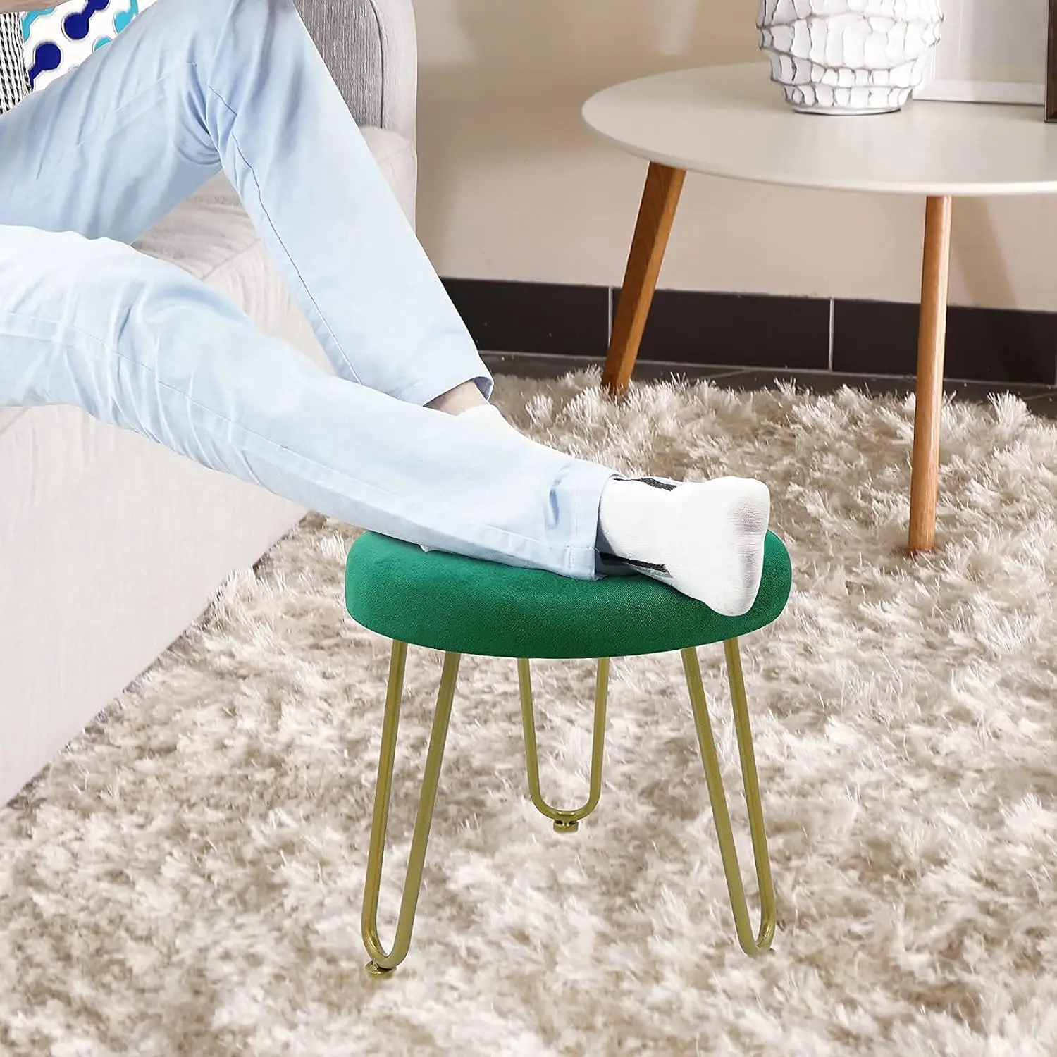 Foot Stool, Small Round Footrest With Gold Metal Legs Modern Footstools Ottoman Seat For Under Desk, Living Room, Bedroom,
Foot Stool, Small Round Footrest With Gold Metal Legs Modern Footstools Ottoman Seat For Under Desk, Living Room, Bedroom,