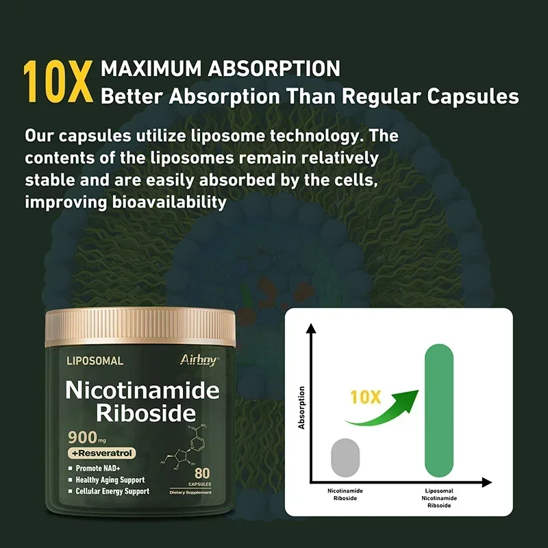 80pcs Nicotinamide Riboside Supplement - Deep Anti-aging, Anti-oxidation, Smooth Skin, Promote Metabolism, Beauty Skin Care Vega
80pcs Nicotinamide Riboside Supplement - Deep Anti-aging, Anti-oxidation, Smooth Skin, Promote Metabolism, Beauty Skin Care Vega