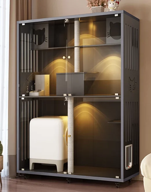 dk-Modern Luxury Panoramic Glass & Wood Cat Villa Home Indoor Furniture with Multi-Level Scratching Posts & Mobile Cabinet#
dk-Modern Luxury Panoramic Glass & Wood Cat Villa Home Indoor Furniture with Multi-Level Scratching Posts & Mobile Cabinet#