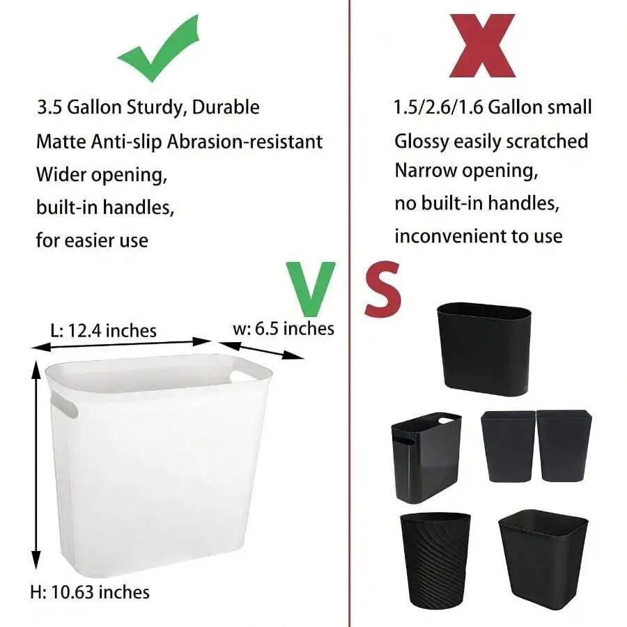 3.5 Gallon Sturdy Plastic Trash Can With Built-in Handles Rectangular White
3.5 Gallon Sturdy Plastic Trash Can With Built-in Handles Rectangular White