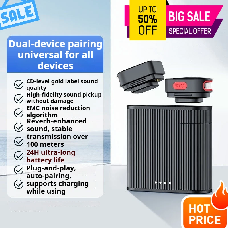 H01 H02 Dual Wireless Lav Microphone Denoising Microphone, Suitable for Mobile Live Interviews and Singing
H01 H02 Dual Wireless Lav Microphone Denoising Microphone, Suitable for Mobile Live Interviews and Singing