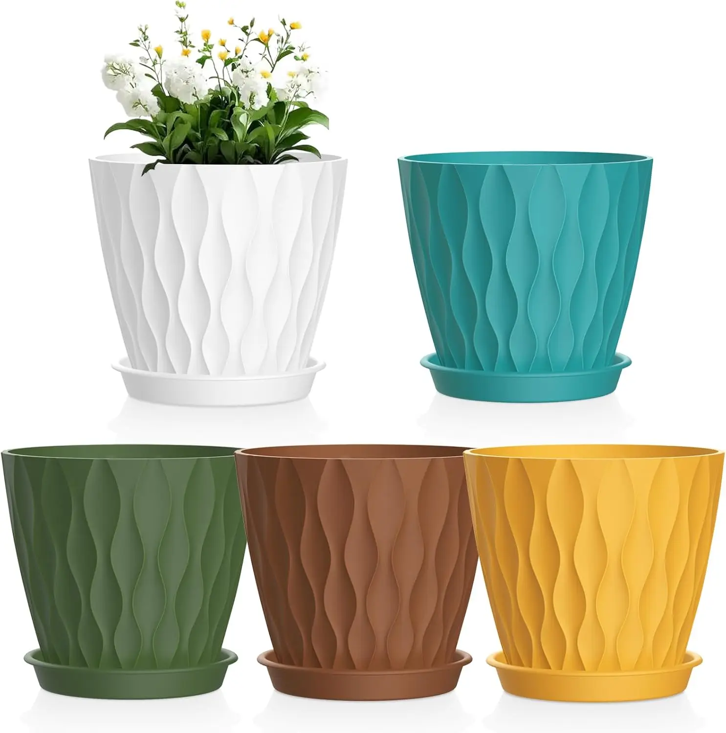 5-Pack 4" Small Plastic Plant Pots with Saucers, Colorful Seedling Pots for Indoor Plants, Succulents, Cactus
5-Pack 4" Small Plastic Plant Pots with Saucers, Colorful Seedling Pots for Indoor Plants, Succulents, Cactus