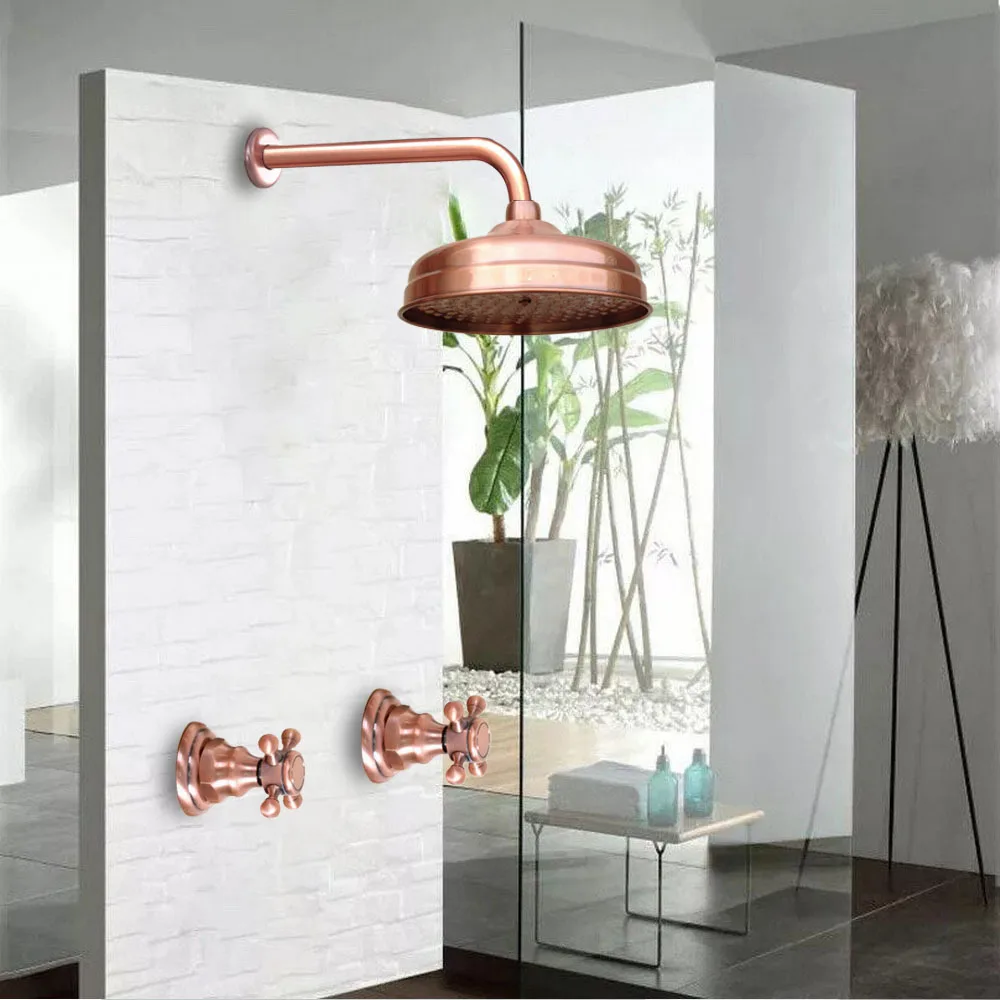 Смесители для душа с дождевой водой для ванной комнаты, 8-дюймовые античные красные медные круглые настенные смесители, смеситель с двумя ручками
Смесители для душа с дождевой водой для ванной комнаты, 8-дюймовые античные красные медные круглые настенные смесители, смеситель с двумя ручками