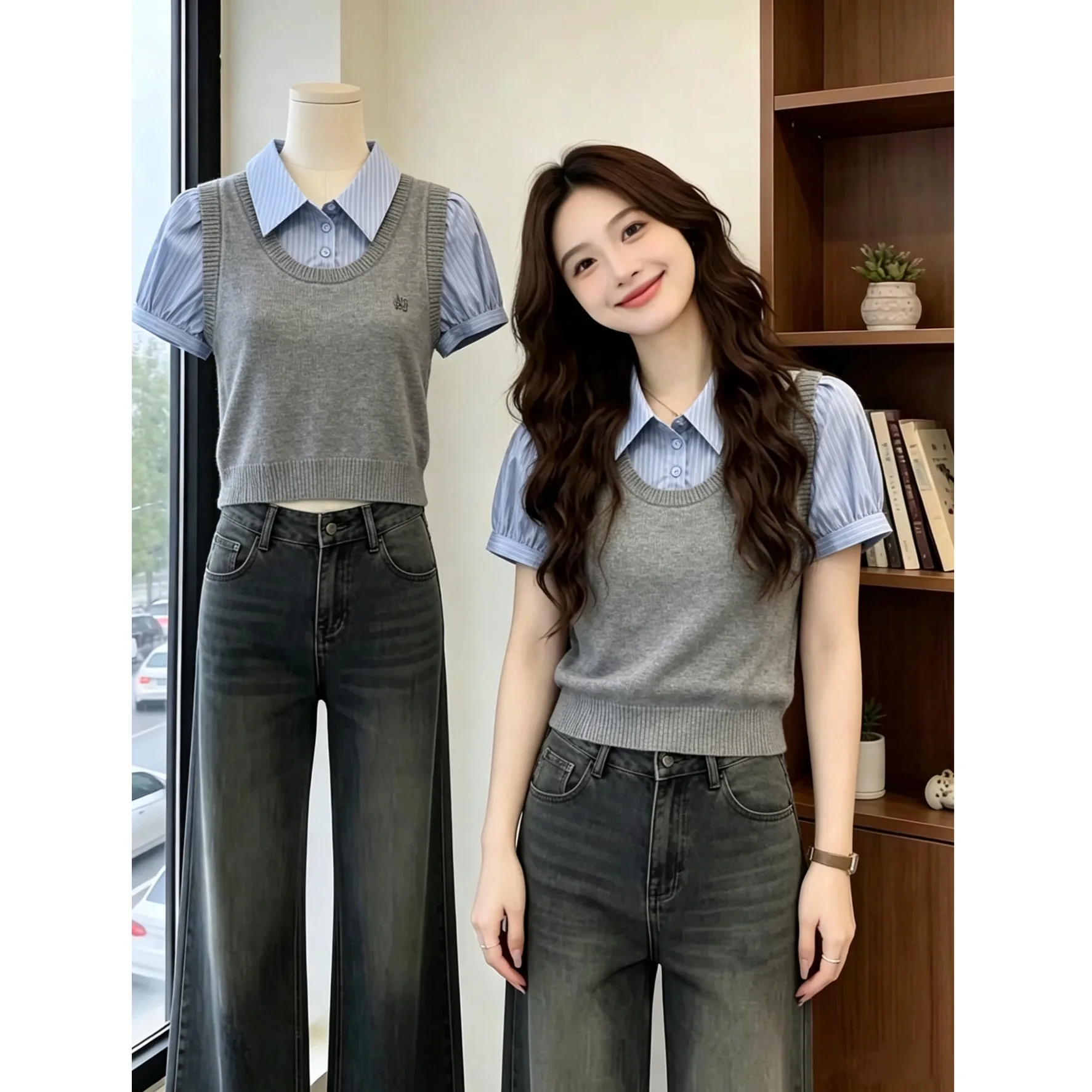 Slim Fit Shoulder Length Bubble Sleeve Short Sleeve Shirt Women's plus Size Top American Style Polyester Fiber Summer Fashion
Slim Fit Shoulder Length Bubble Sleeve Short Sleeve Shirt Women's plus Size Top American Style Polyester Fiber Summer Fashion