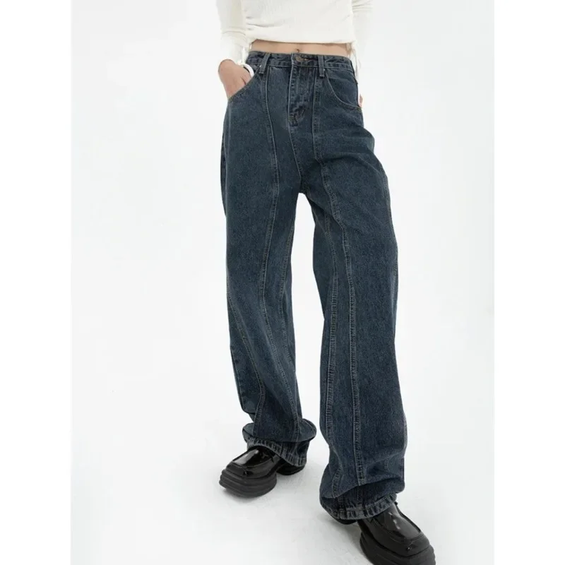 American Retro High Waist Jeans Straight Leg Loose Dark Blue Women's Denim Trousers Personalized Streetwear Wide Leg Pants
American Retro High Waist Jeans Straight Leg Loose Dark Blue Women's Denim Trousers Personalized Streetwear Wide Leg Pants