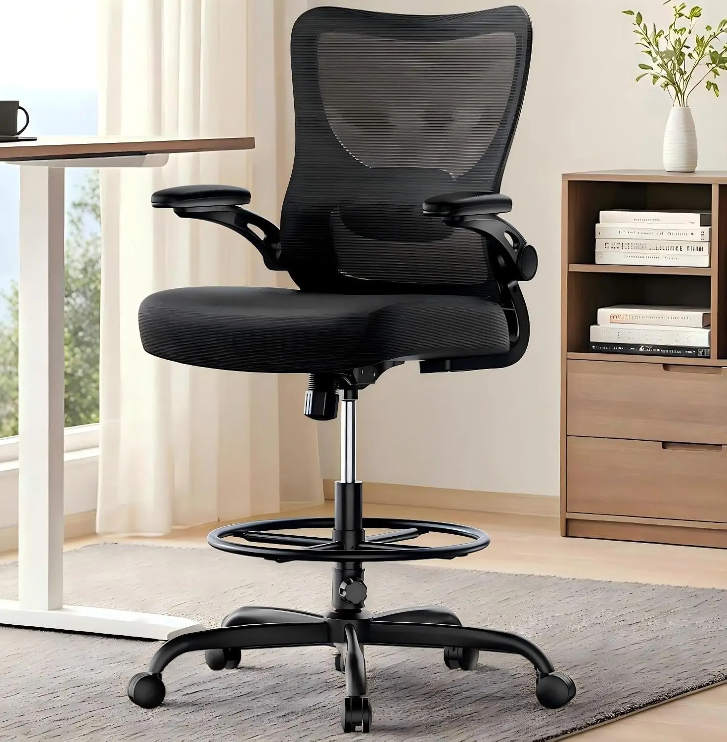 Drafting Chair, Tall Office Chair with 2D Lumbar Support, Standing Desk Chair,High Office Chair with Padded Flip-Up, Customized
Drafting Chair, Tall Office Chair with 2D Lumbar Support, Standing Desk Chair,High Office Chair with Padded Flip-Up, Customized