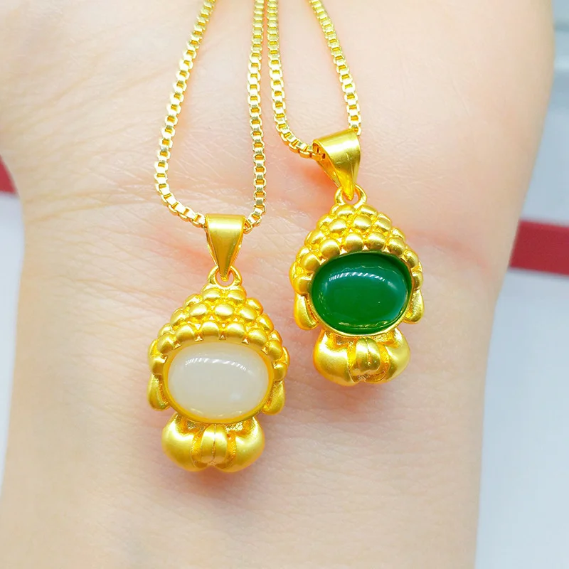 AU750 18K gold natural Hotan Jade faceless Buddha pendant gold inlaid white jade necklace lady's clavicle chain
AU750 18K gold natural Hotan Jade faceless Buddha pendant gold inlaid white jade necklace lady's clavicle chain