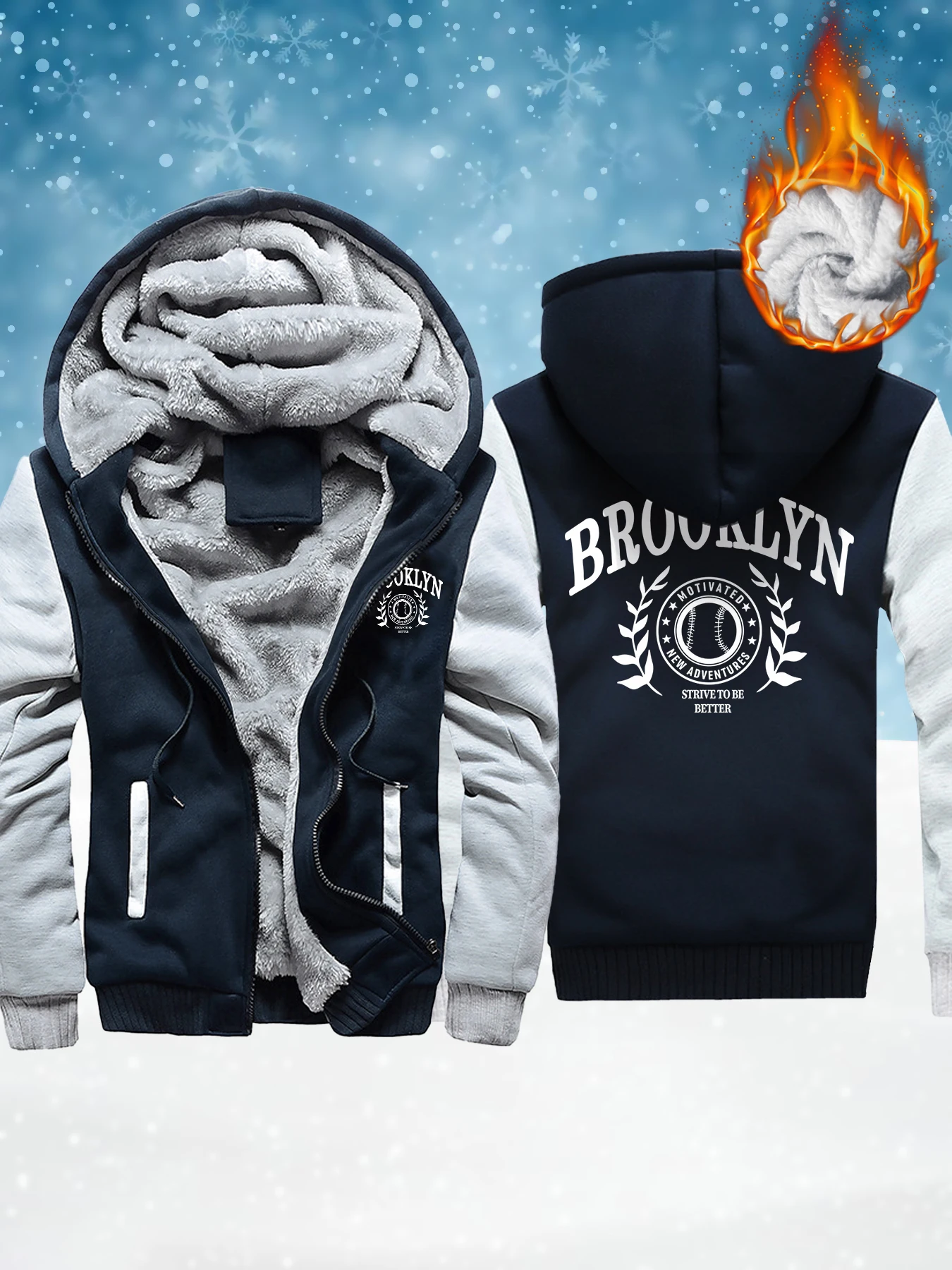 Brooklyn Motivated New Adventures Prints Man Fleece Basic Jackets Zip-Up Winter Veste Thicken Warm Hoodie Comfy Soft Streetwear
Brooklyn Motivated New Adventures Prints Man Fleece Basic Jackets Zip-Up Winter Veste Thicken Warm Hoodie Comfy Soft Streetwear