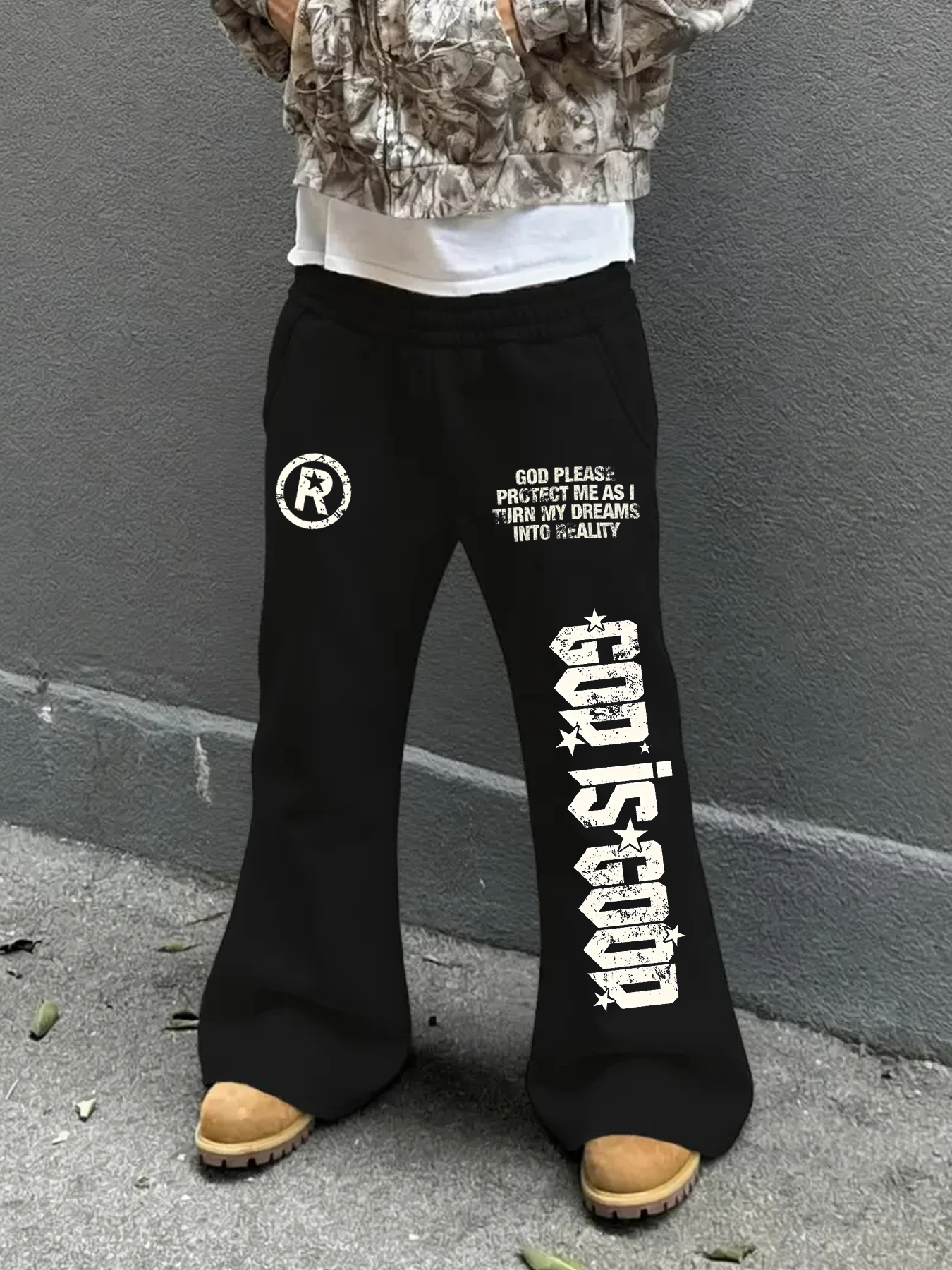 Men's American-Style High-Street Print Black Slightly Flared Sweatpants Loose-Fitting Wide-Leg Casual Athletic Pants
Men's American-Style High-Street Print Black Slightly Flared Sweatpants Loose-Fitting Wide-Leg Casual Athletic Pants