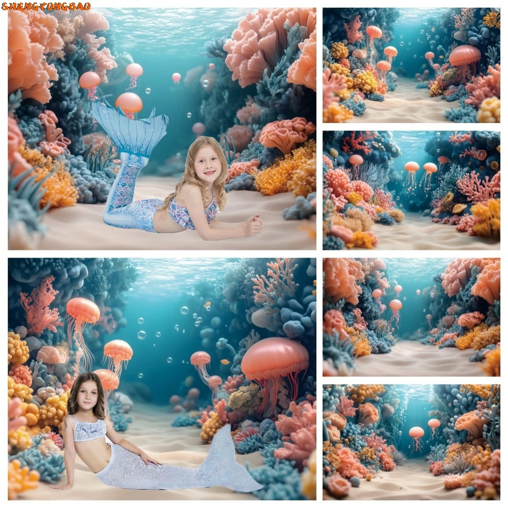 Underwater World Backdrop Photography Ocean Undersea Jellyfish Coral Little Mermaid Girls Birthday Party Decoration Background
Underwater World Backdrop Photography Ocean Undersea Jellyfish Coral Little Mermaid Girls Birthday Party Decoration Background