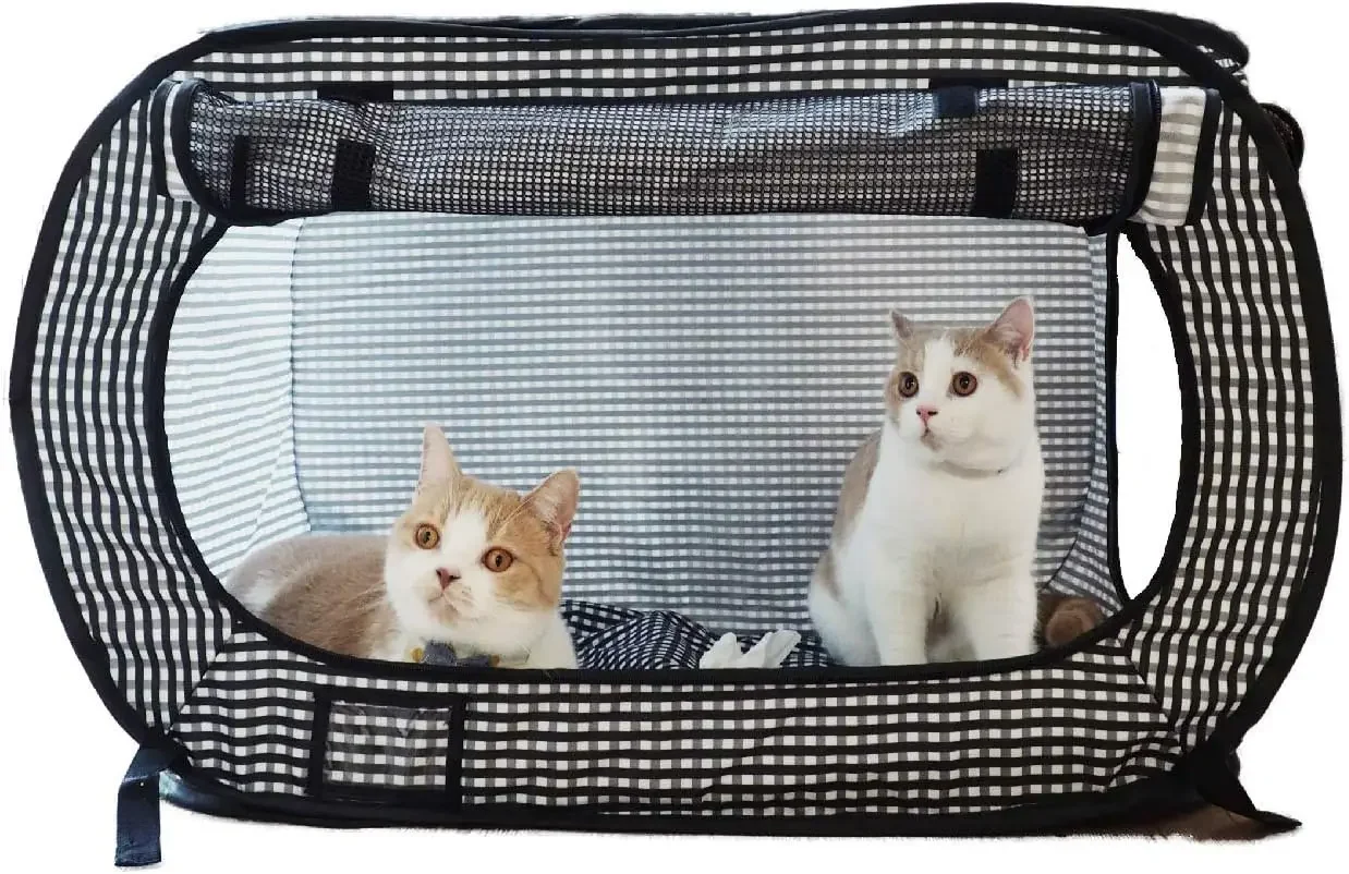 Pop-Up Cat Travel Carrier Cage, Collapsible, Large 31.8"L x 20"W x 20"H, Gray White Stripes
Pop-Up Cat Travel Carrier Cage, Collapsible, Large 31.8"L x 20"W x 20"H, Gray White Stripes