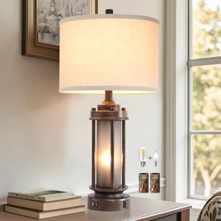 25'' Farmhouse Table Lamp with 2 USB Charging Ports Rustic Vintage Nightstand Lamp with Frosted Glass Nightlight Retro Desk Lam
25'' Farmhouse Table Lamp with 2 USB Charging Ports Rustic Vintage Nightstand Lamp with Frosted Glass Nightlight Retro Desk Lam