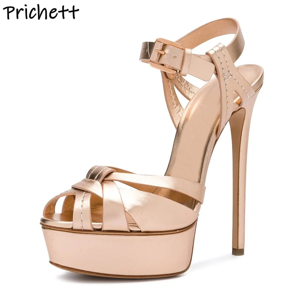 Platform Narrow Band Solid Sandals Peep Toe High Heels Buckle Strap Champaign Gold Sexy Shoes Women's Summer Fashion Shoes 2025
Platform Narrow Band Solid Sandals Peep Toe High Heels Buckle Strap Champaign Gold Sexy Shoes Women's Summer Fashion Shoes 2025