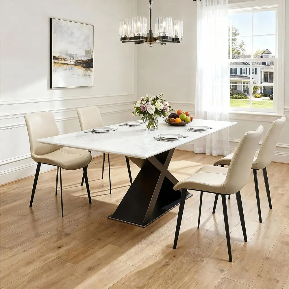 Set of 4 PU Leather Upholstered Dining Chairs with Ergonomic Backrests and Metal Legs, Ideal for Dining Rooms and Restaurants, L
Set of 4 PU Leather Upholstered Dining Chairs with Ergonomic Backrests and Metal Legs, Ideal for Dining Rooms and Restaurants, L