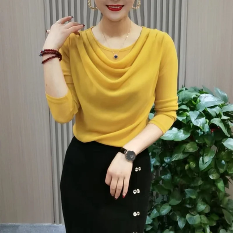 Fashion Round Neck Net Yarn Bottoming Shirt Women Clothing Spring Autumn New Long Sleeve Slim T-Shirts Elegant Trend Solid Top
Fashion Round Neck Net Yarn Bottoming Shirt Women Clothing Spring Autumn New Long Sleeve Slim T-Shirts Elegant Trend Solid Top