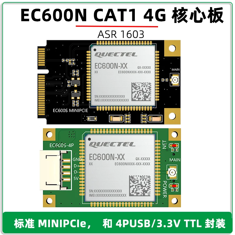 EC600M MINIPCIE packaged teleportation CAT1 4G module with optional 4P seat USB and 3.3V TTL
EC600M MINIPCIE packaged teleportation CAT1 4G module with optional 4P seat USB and 3.3V TTL