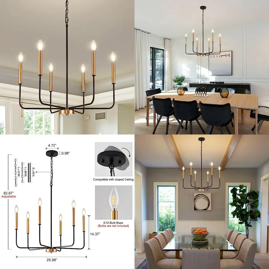 Modern and Chandelier for Dining Room, Metal 6-Light Kitchen Light Fixtures, Farmhouse Candle Hanging Pendant Lights for Living
Modern and Chandelier for Dining Room, Metal 6-Light Kitchen Light Fixtures, Farmhouse Candle Hanging Pendant Lights for Living