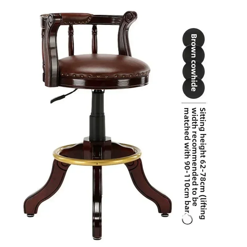 American Style Genuine Leather Rotating Retro Bar Chair, Bar Lift High Chair, Household European Style Solid Wood Backrest Chair
American Style Genuine Leather Rotating Retro Bar Chair, Bar Lift High Chair, Household European Style Solid Wood Backrest Chair