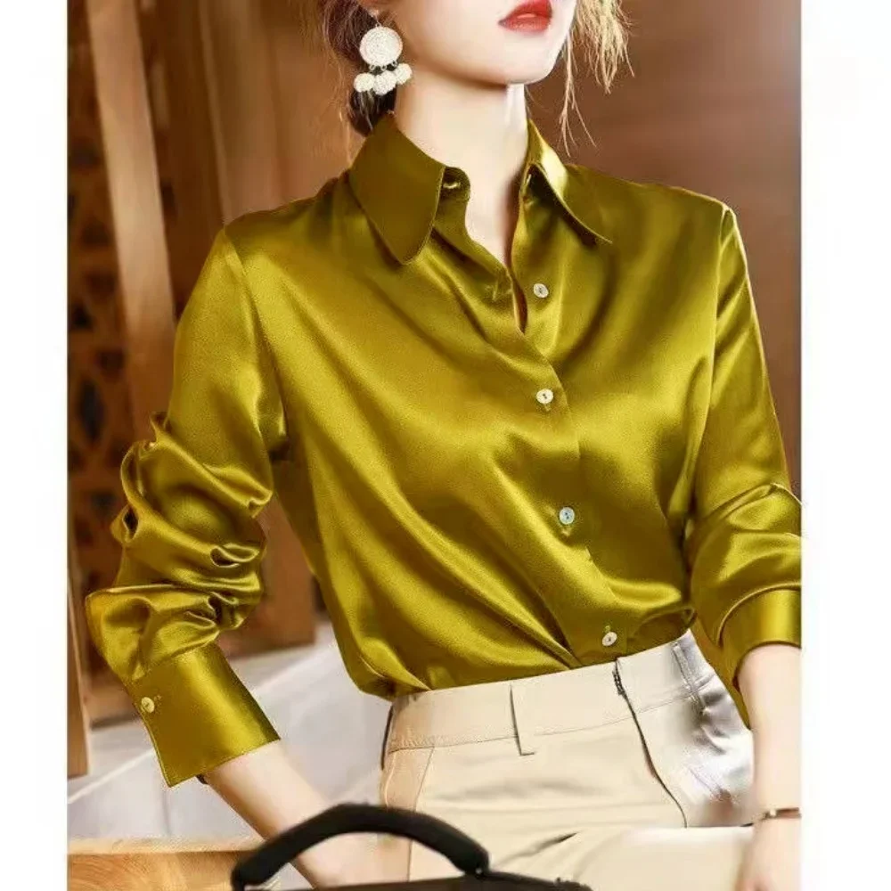 2024 Summer Trend Fashion Women's Casual Elegant Satin Long Sleeved Shirt Office Women's Shirts And Blouses Slim Femal Clothes
2024 Summer Trend Fashion Women's Casual Elegant Satin Long Sleeved Shirt Office Women's Shirts And Blouses Slim Femal Clothes