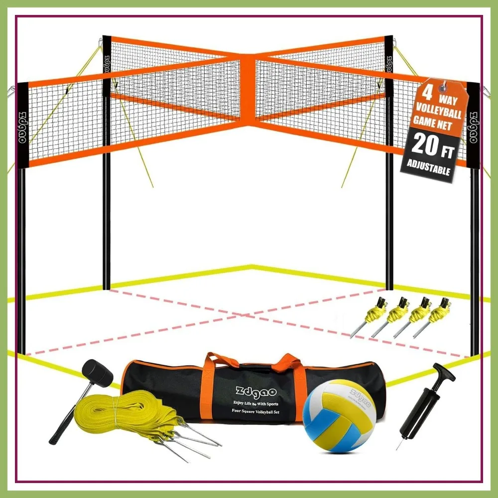 14ft/20ft 4-Way Volleyball & Badminton Combo Net with Ball, Hammer, Bag, Adjustable Height for Backyard Beach
14ft/20ft 4-Way Volleyball & Badminton Combo Net with Ball, Hammer, Bag, Adjustable Height for Backyard Beach