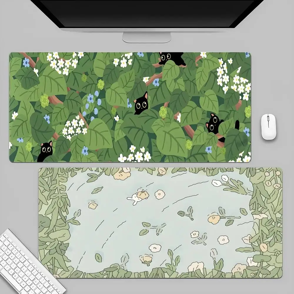 Green Plant Large 90x40cm Big Keyboard Mat Table Mat Students Gamer Desktop Mousepad Gaming Mouse Pad For PC Mouse Carpet
